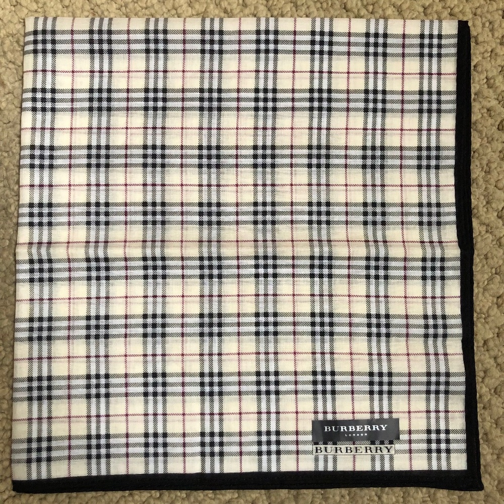 New Burberry London Handkerchief Scarf Pocket Square Classic Nova Check Plaid